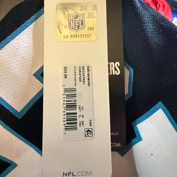 NFL Team Apparel Carolina Panthers Christian McCaffrey Jersey, 3/6 Months, NWT - Picture 3 of 4